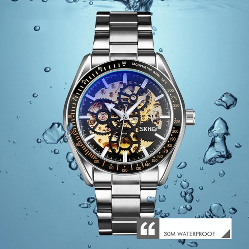 Veile Studios Rose Gold Automatic Skeleton Watch For Men With Stainless Steel Band