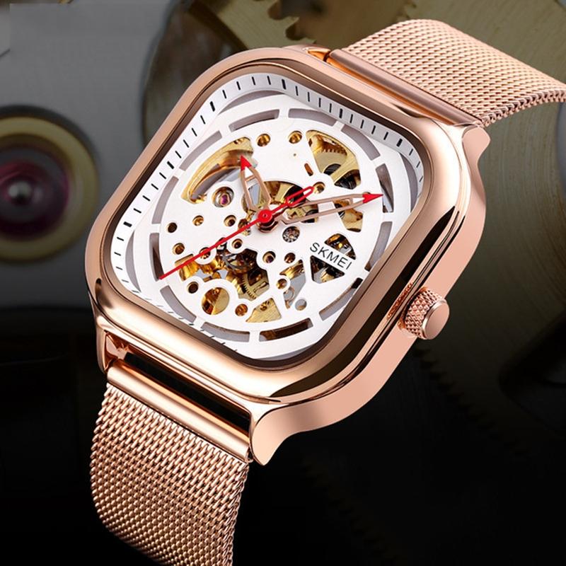 Veile Studios Men Automatic Tourbillon Watch With Mesh Band In Rose Gold Finish