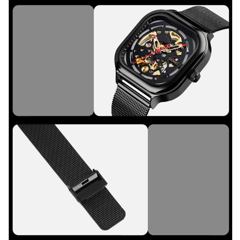 Veile Studios Men Automatic Tourbillon Watch With Mesh Band In Rose Gold Finish