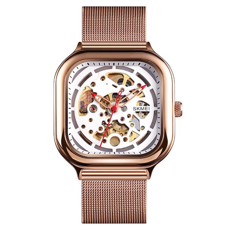 Veile Studios Men Automatic Tourbillon Watch With Mesh Band In Rose Gold Finish