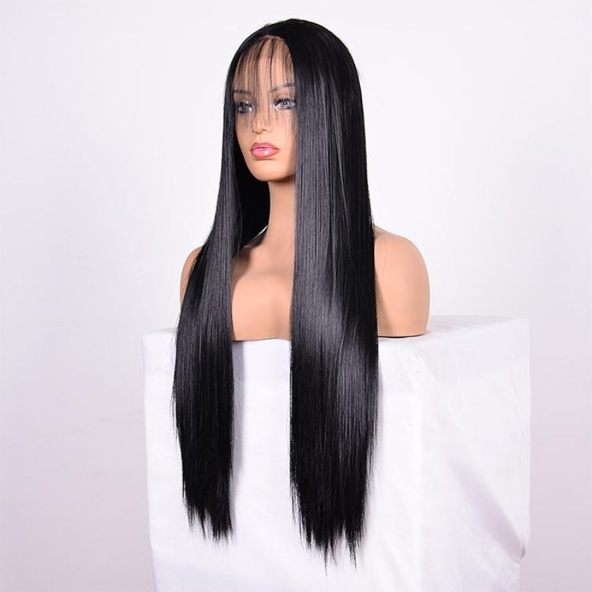 Straight Lace Front Human Hair Wig 16 Inch Style Sleek Natural Look No Duplication