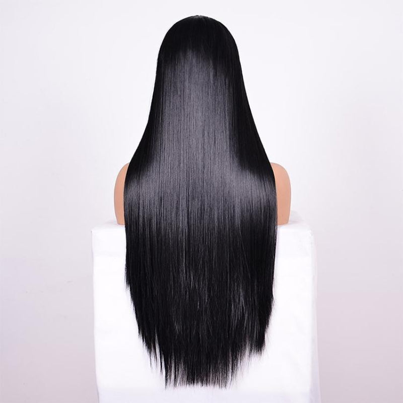 Straight Lace Front Human Hair Wig 16 Inch Style Sleek Natural Look No Duplication