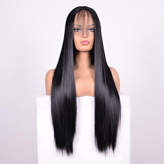 Straight Lace Front Human Hair Wig 16 Inch Style Sleek Natural Look No Duplication