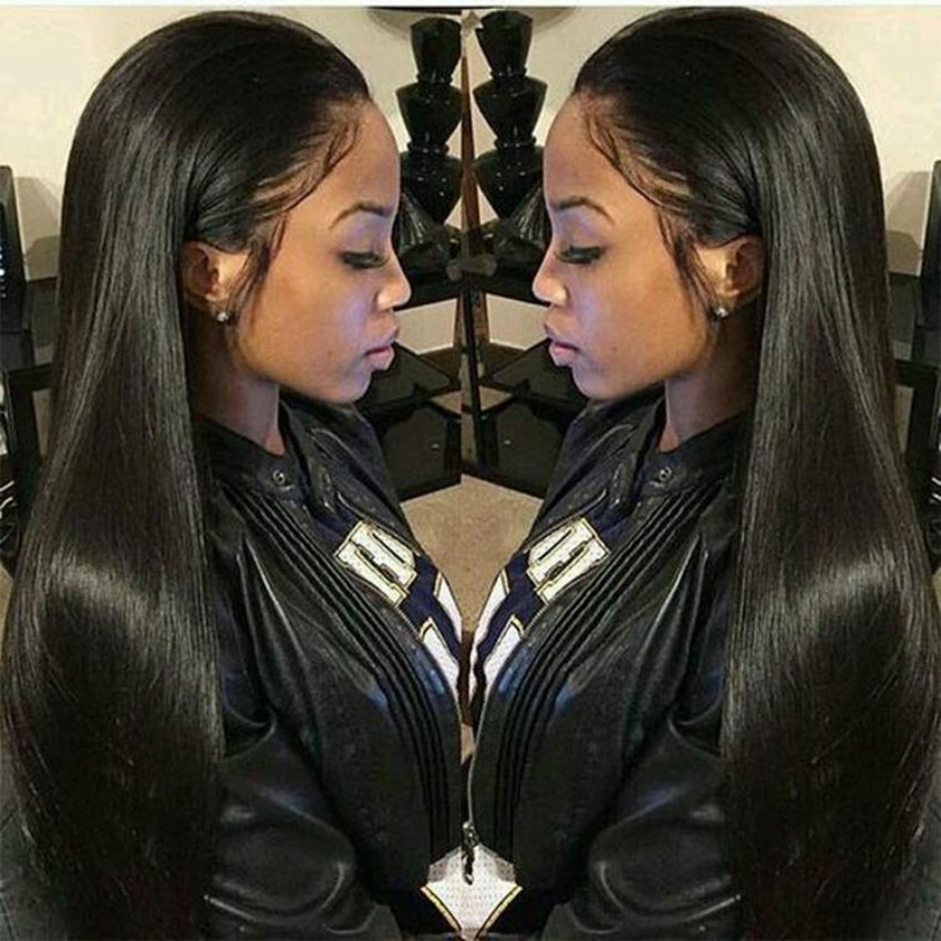 Straight Lace Front Human Hair Wig 16 Inch Style Sleek Natural Look No Duplication