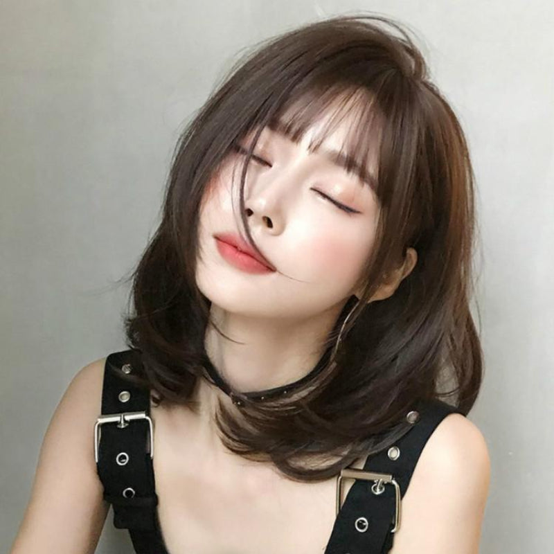 40Cm Honey Pudding Shoulder Length Wig For Round Face