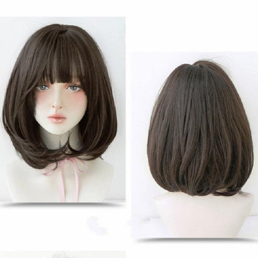 40Cm Short Hair Wig With Bangs For Round Faces