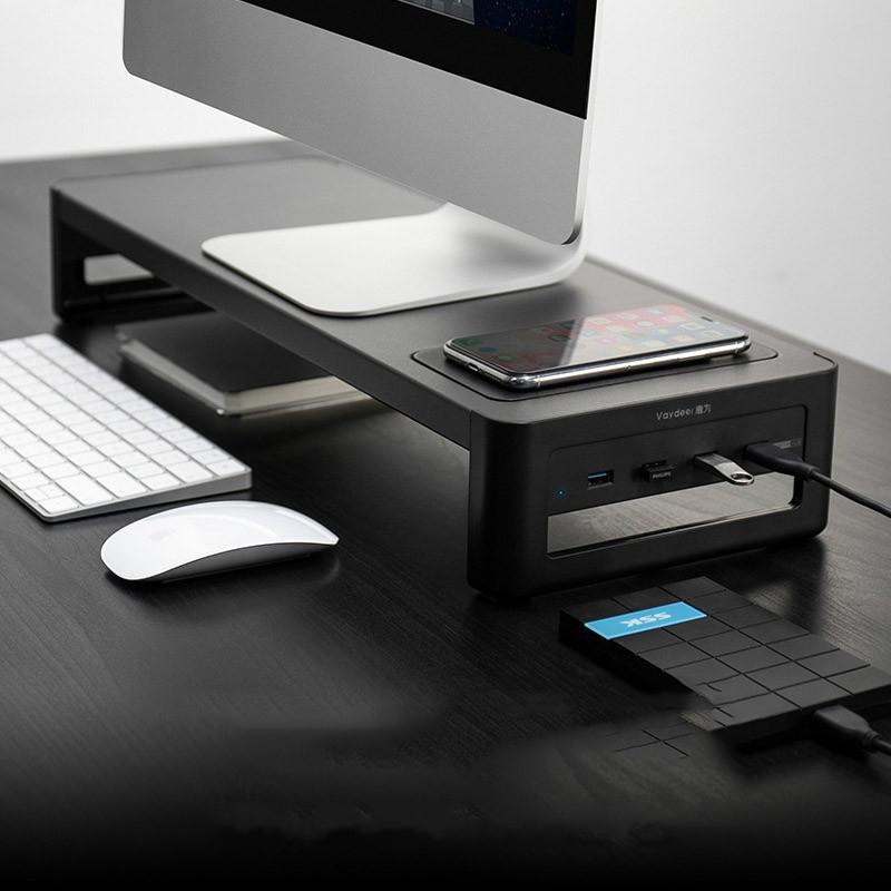 Vaydeer Desktop Screen Storage Base With Wireless Charging And Usb Expansion