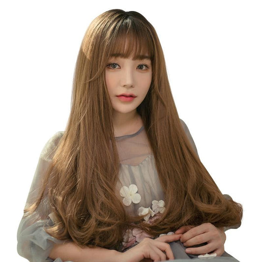 Silk Mist Blue Curly Wig For Girls High Temperature Long Hair Extensions