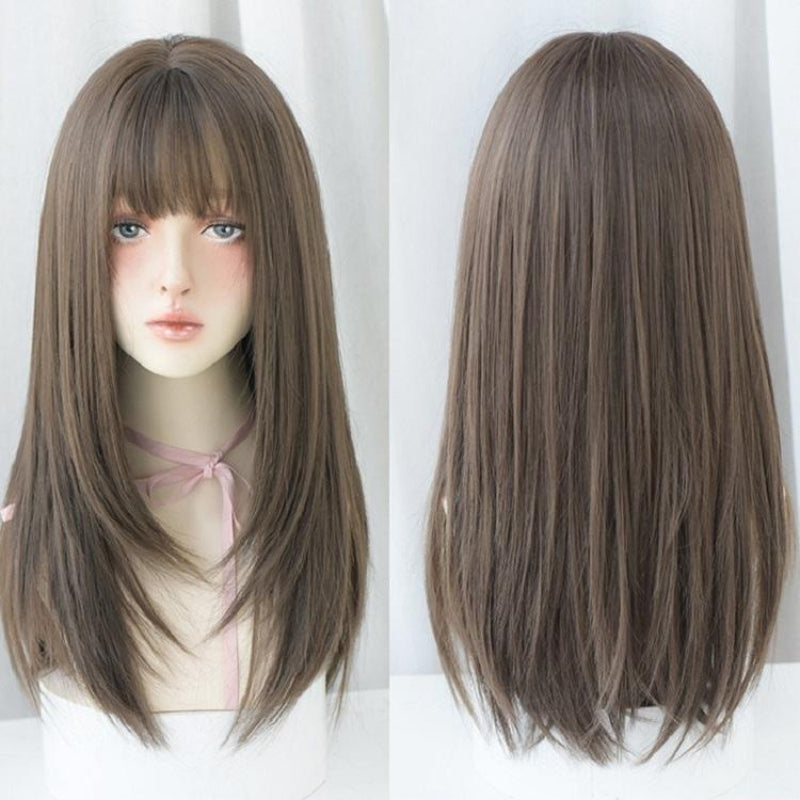 Sleek Long Hair Wig Set With Air Bangs For Versatile Styling