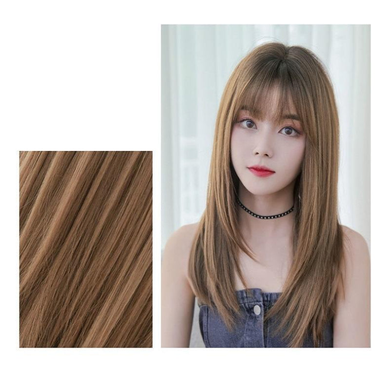 Sleek Long Hair Wig Set With Air Bangs For Versatile Styling