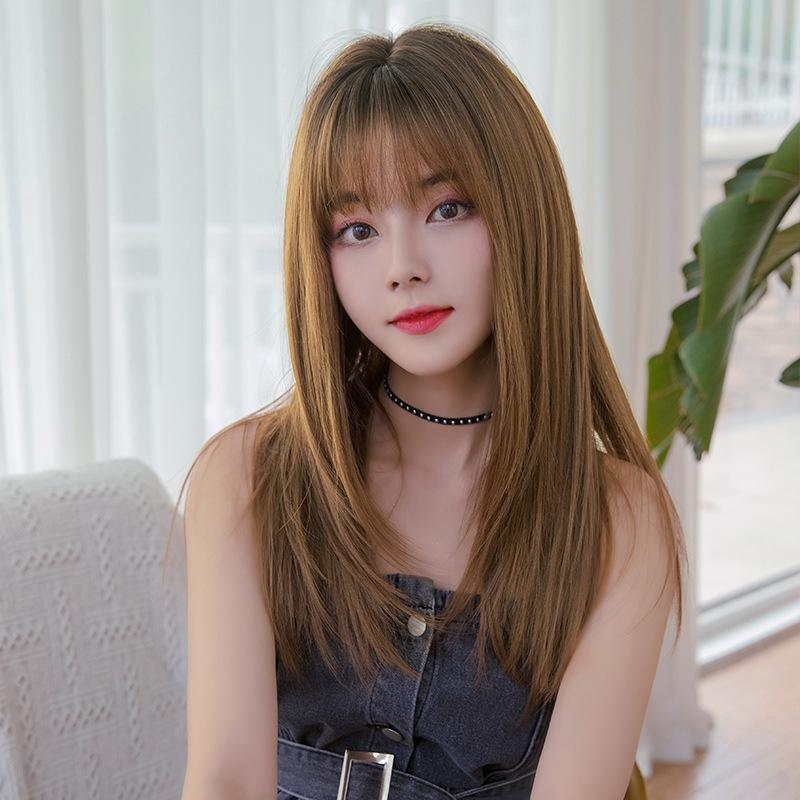 Sleek Long Hair Wig Set With Air Bangs For Versatile Styling