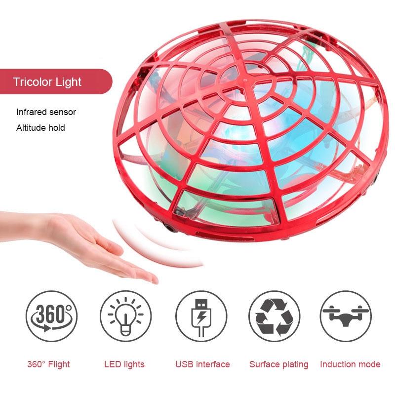 Colourful Lights 5 Induction Quadcopter Ufo Mini Drone Red