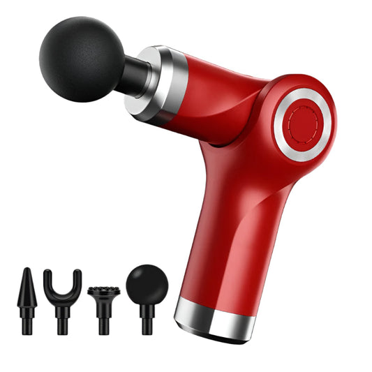 Red Folding Electric Shock Muscle Massage Gun Pocket Fascia Device