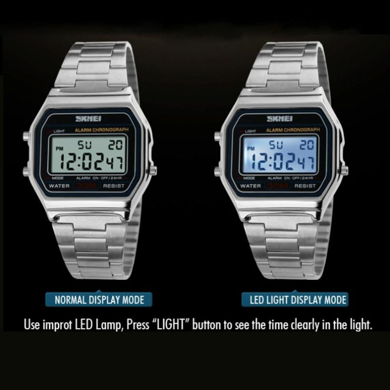 Veile Studios Lightweight Waterproof Men Electronic Watch With Steel Band
