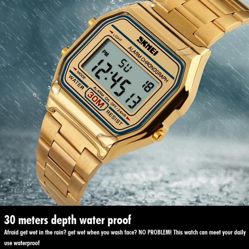 Veile Studios Lightweight Waterproof Men Electronic Watch With Steel Band