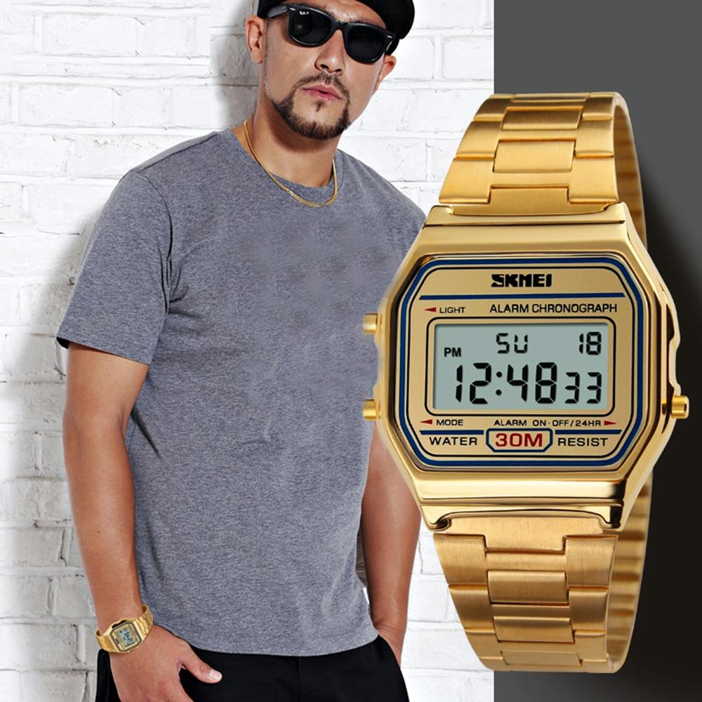 Veile Studios Lightweight Waterproof Men Electronic Watch With Steel Band