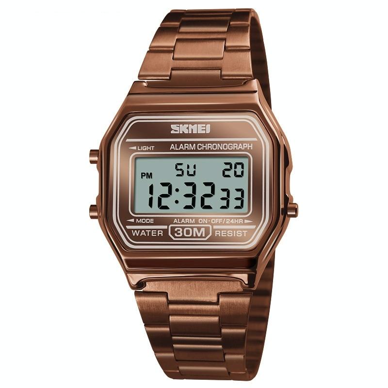 Veile Studios Waterproof Steel Band Men's Electronic Watch Coffee Gold Stylish And Durable Design