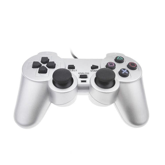 Silver Fuel Injection Gamepad For Playstation 2 With Dual Motor Vibration