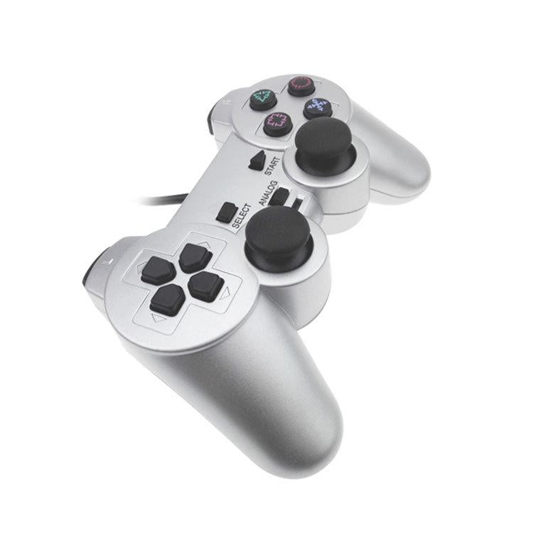 Silver Fuel Injection Gamepad For Playstation 2 With Dual Motor Vibration