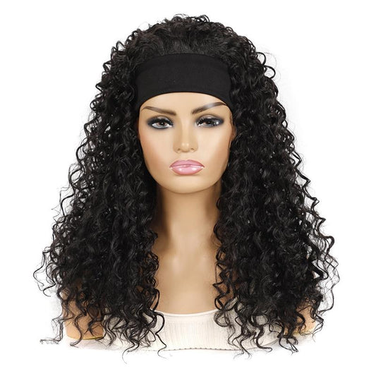 1B O Volume Hairband Wig Headgear In Sleek Black For Styling