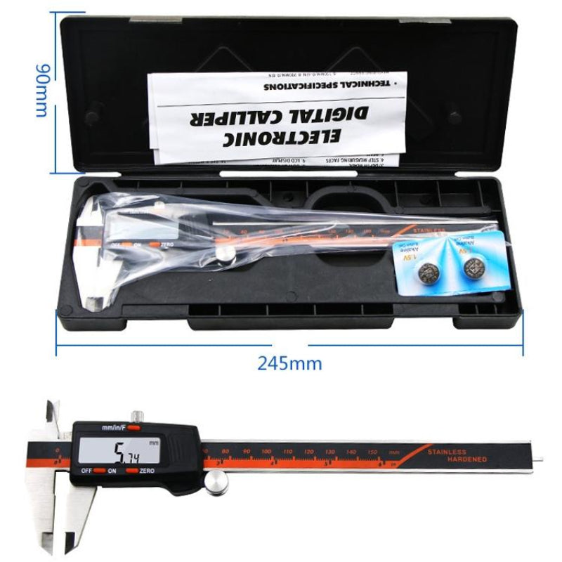 Digital Display Vernier Caliper 0 150Mm Stainless Steel Body