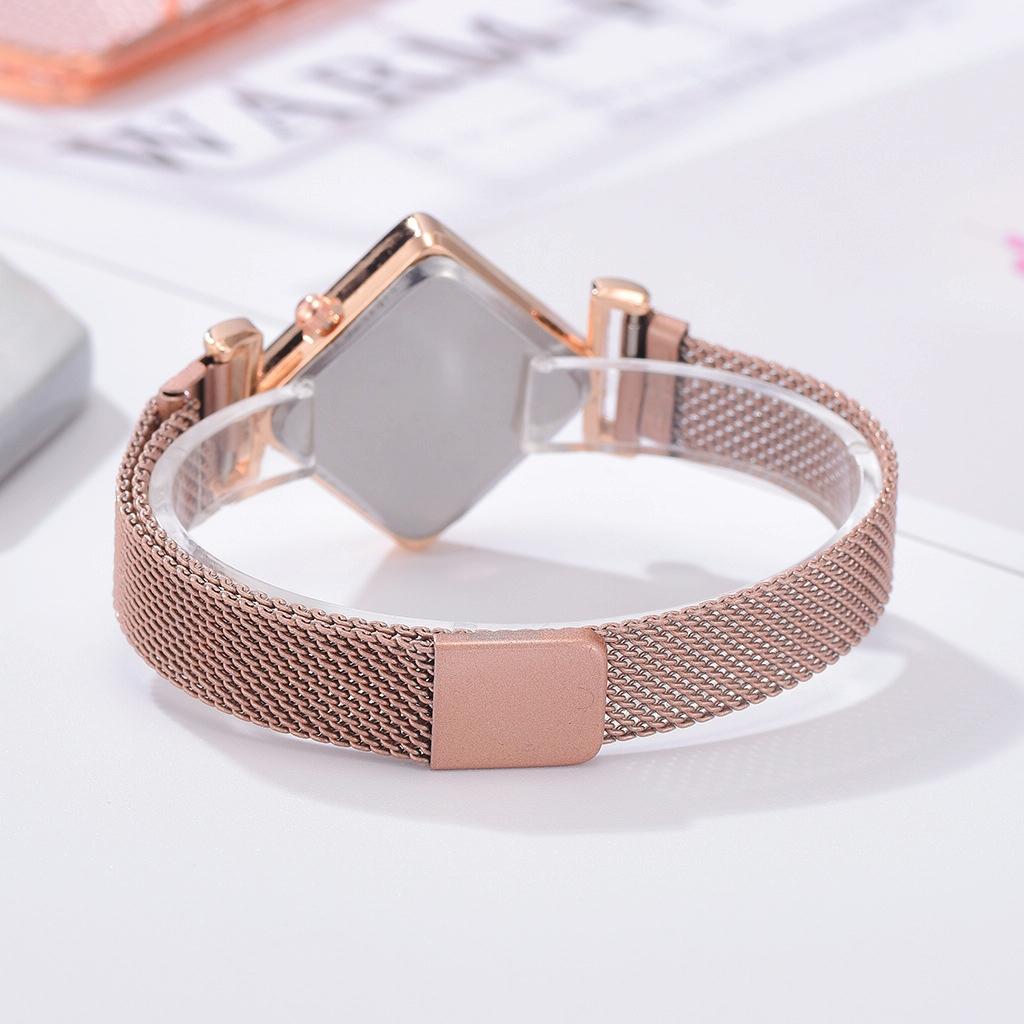 Veile Studios Rose Gold Diamond Dial Quartz Watch With Green Bracelet For Women