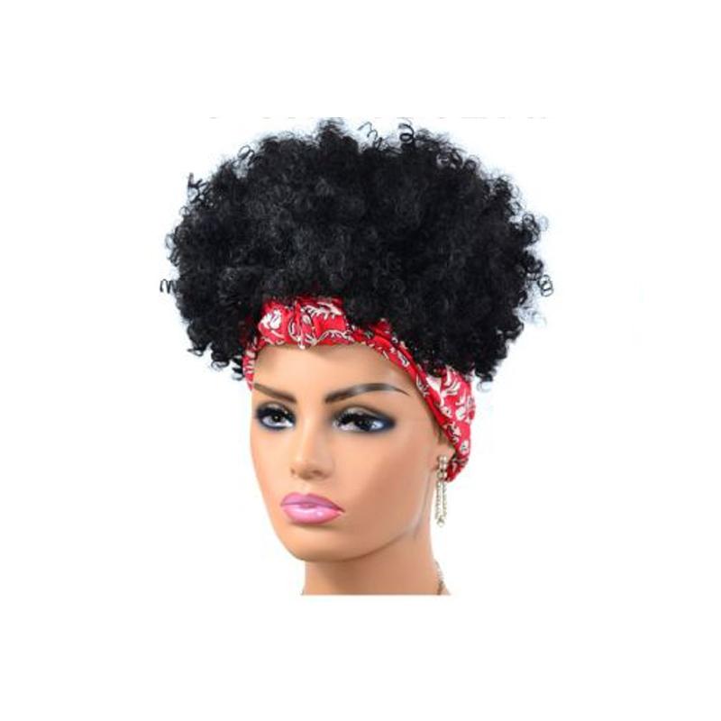 Small Curly Headscarf Wig Gradient 1B