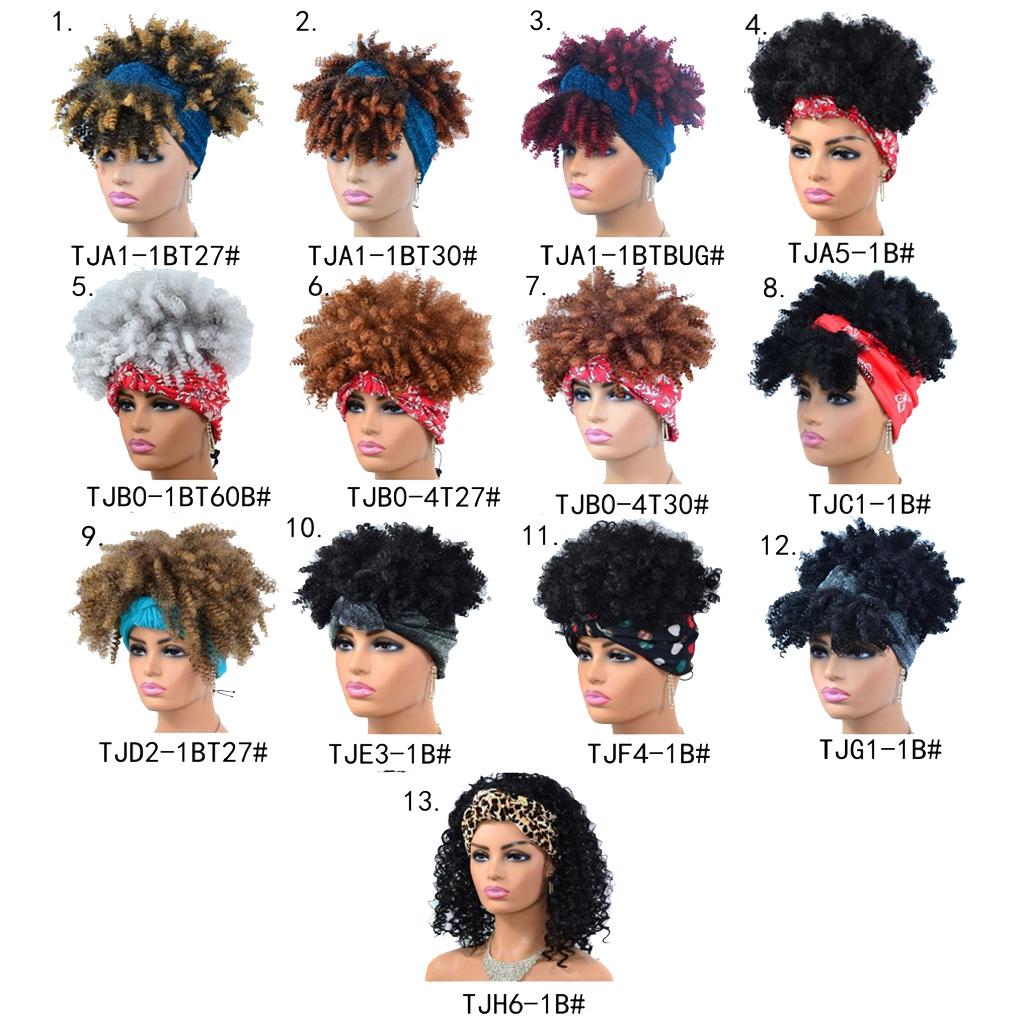 Small Curly Headscarf Wig Gradient 1B