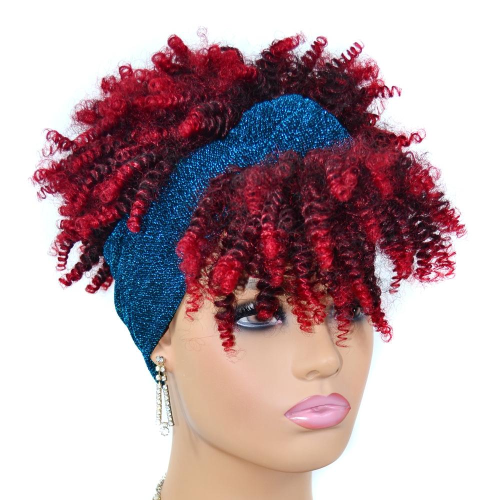 Small Curly Headscarf Wig Gradient 1B