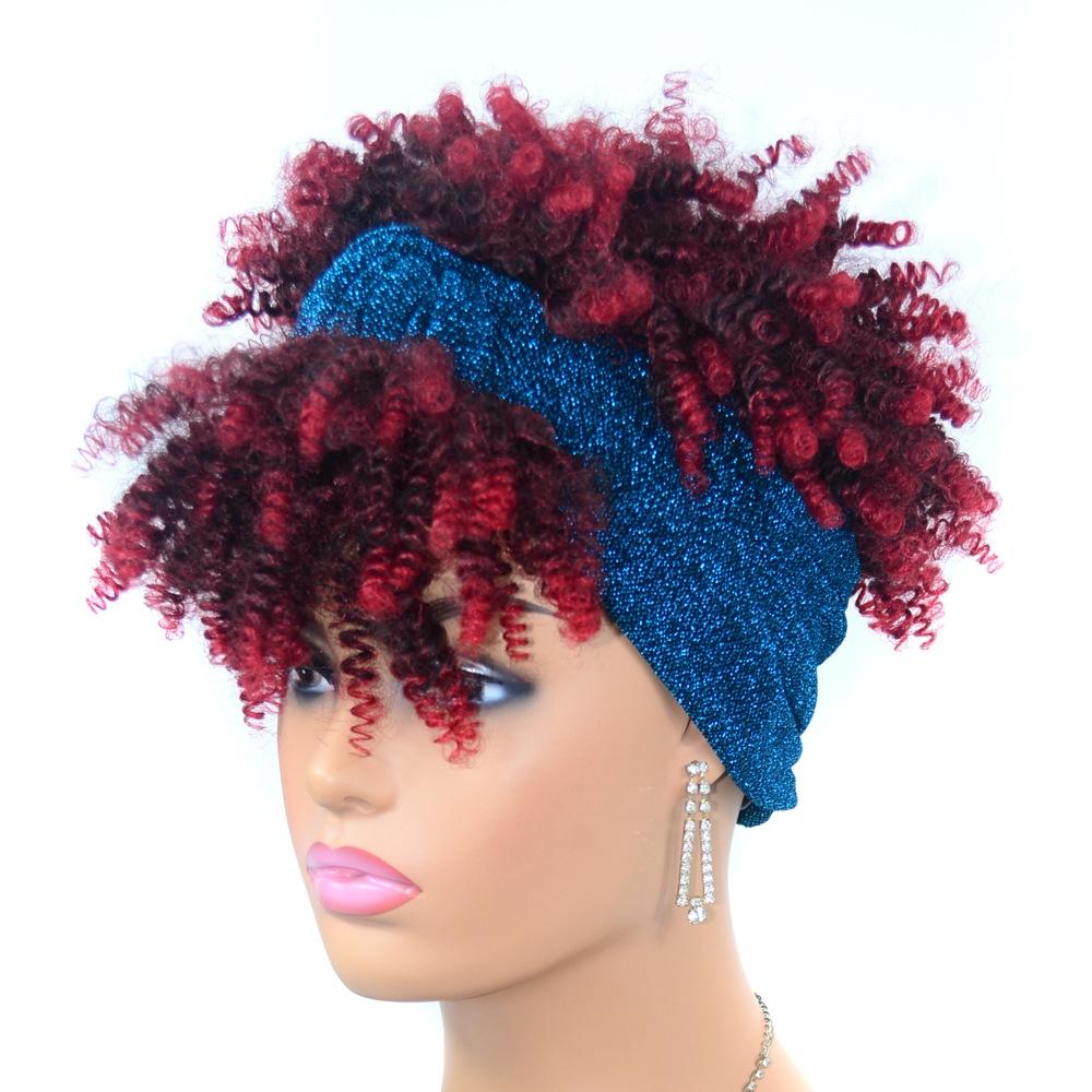 Small Curly Headscarf Wig Gradient 1B