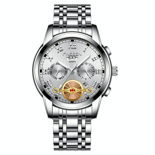Veile Studios Men Multi Function Quartz Watch White Steel With Surface