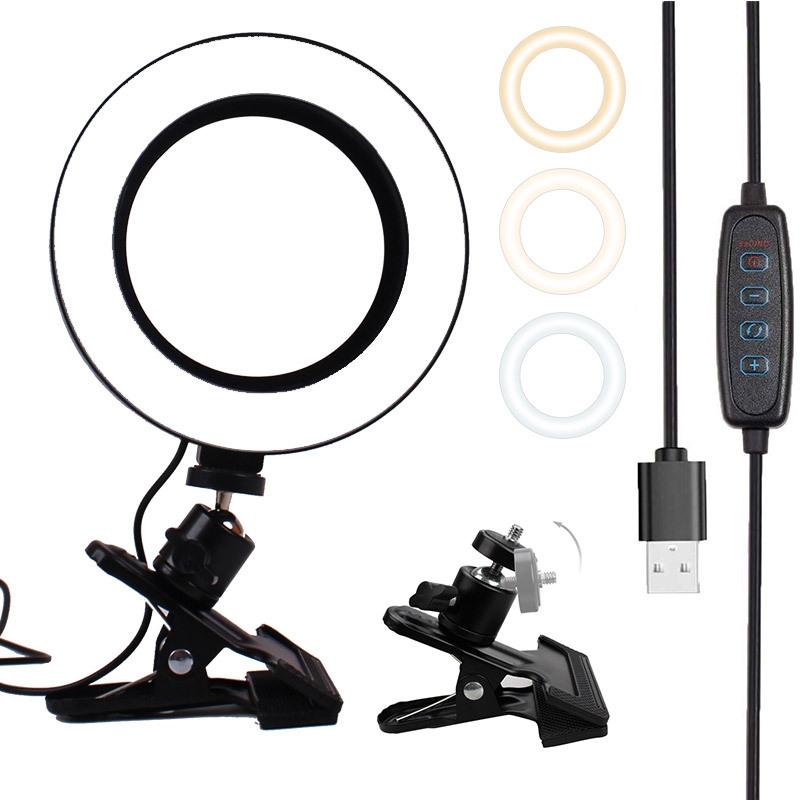 Six Inch Led Ring Light With Strong Clip For Desktop Use