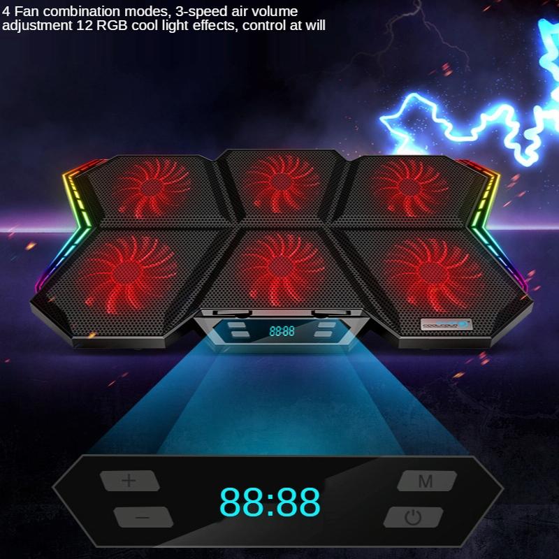 Six Fan Rgb Laptop Cooling Base For Enhanced Performance
