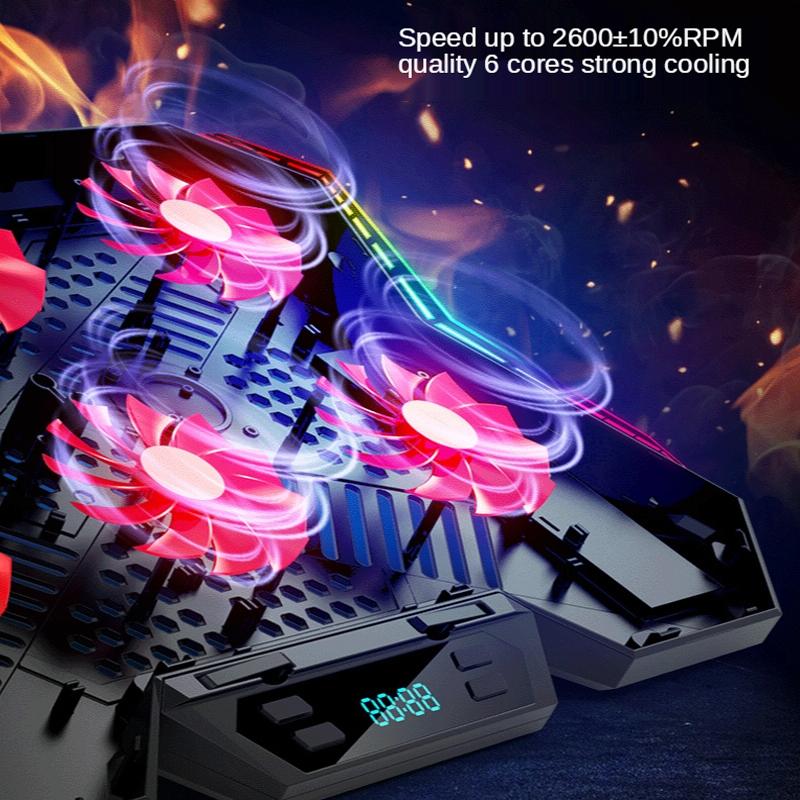 Six Fan Rgb Laptop Cooling Base For Enhanced Performance
