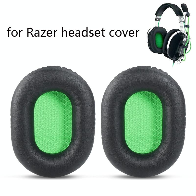 2 Pack Razer V2 Headset Sponge Covers Black With Green Netting