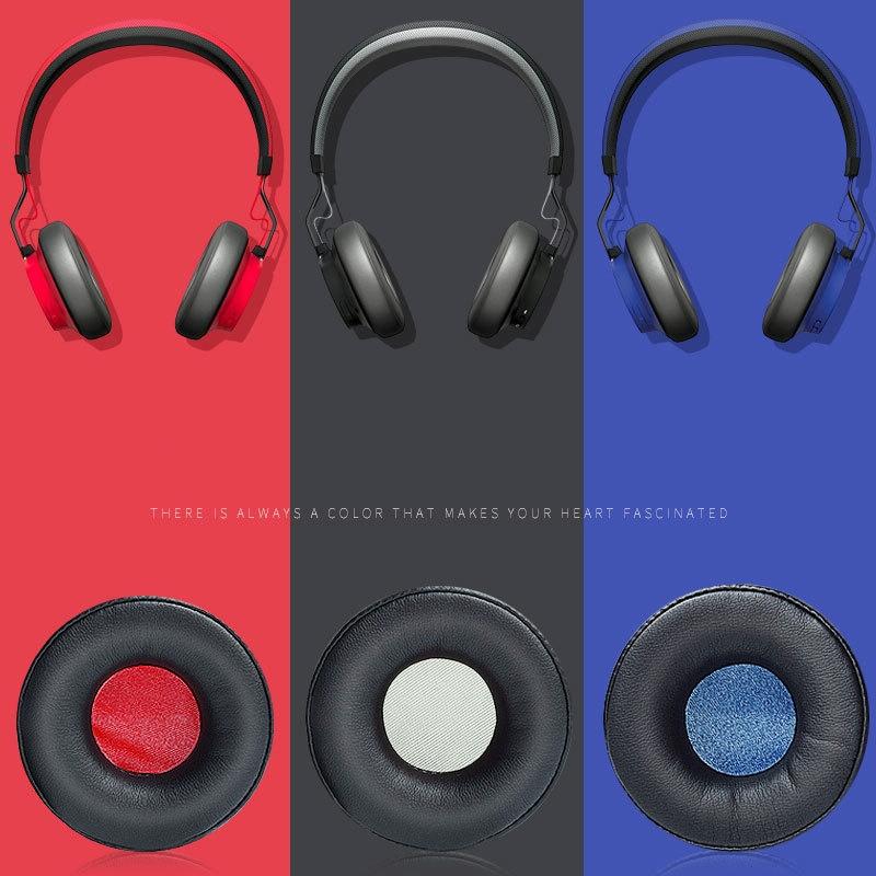 2 Pack Leather Headphone Sponge Covers For Jabra Revo Wireless Black Blue
