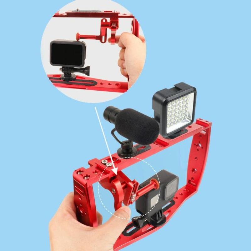 Underwater Dual Handheld Grip For Gopro Hero9 Hero8 And Hero7 Red