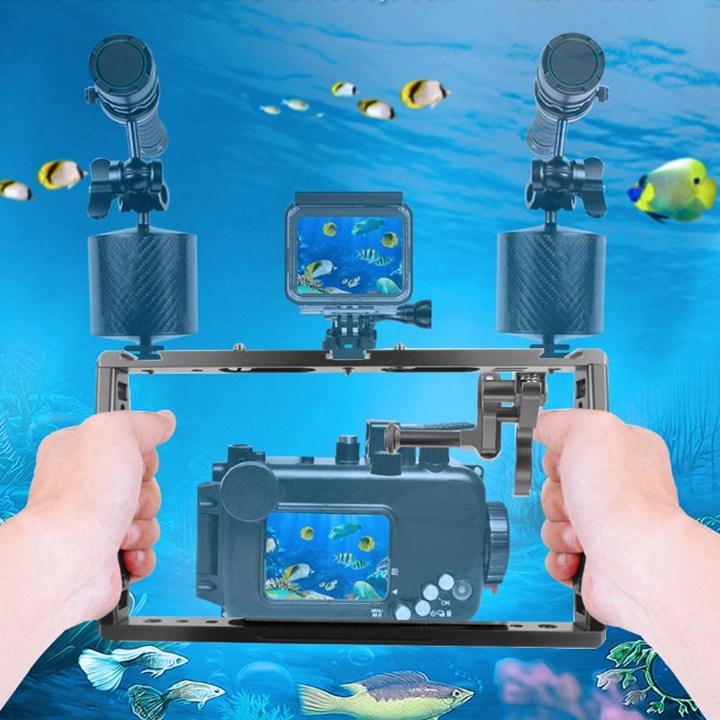 Underwater Dual Handheld Grip For Gopro Hero9 8 7 Black Stabiliser Rig