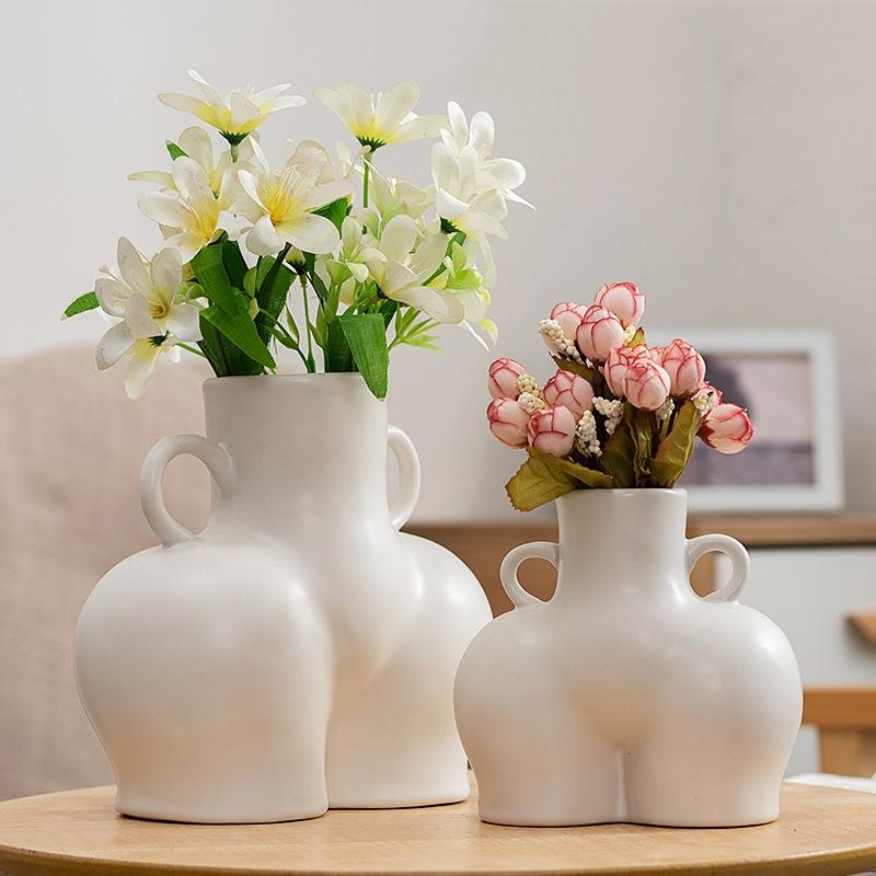Small Unglazed Ceramic Vase For Home Decor And Dried Flower Arrangements