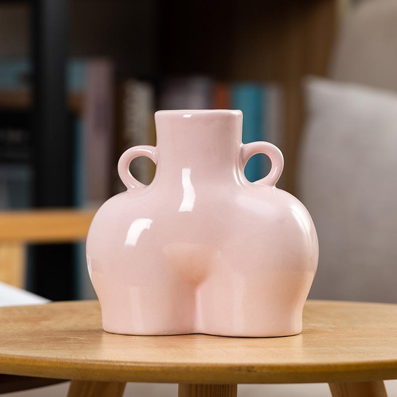 Small Bright Pink Ceramic Flower Vase For Home Decor And Interior Design