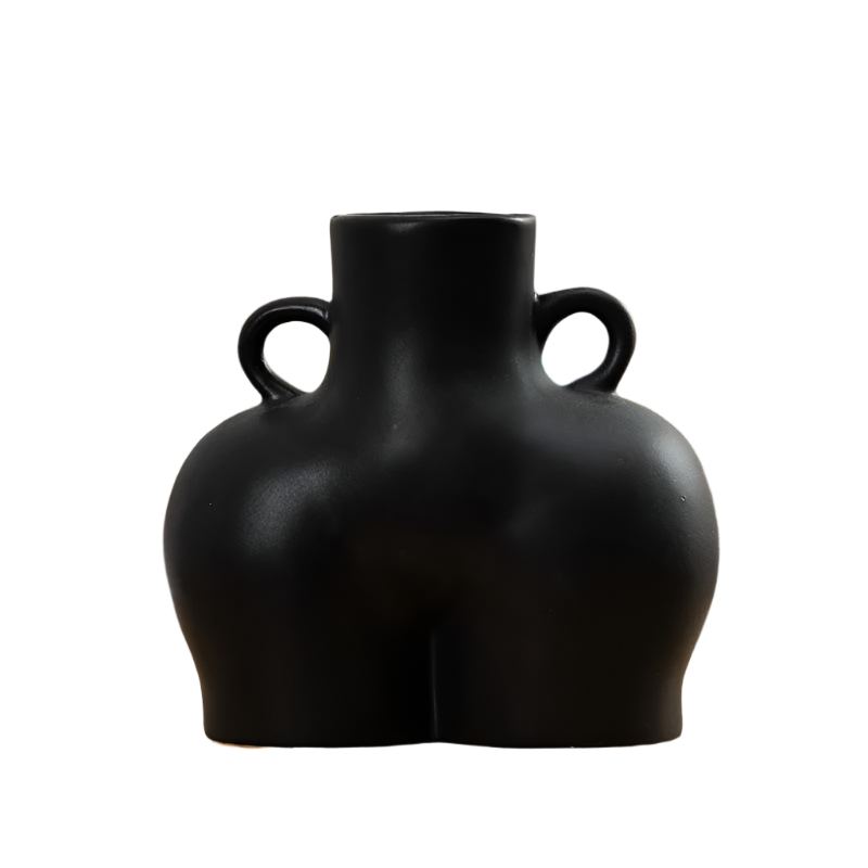 Small Matte Black Ceramic Vase For Home Decor And Dried Flower Arrangements