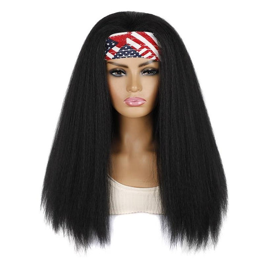Stars And Stripes Long Hair Turban Headband For Women With Wig Extension