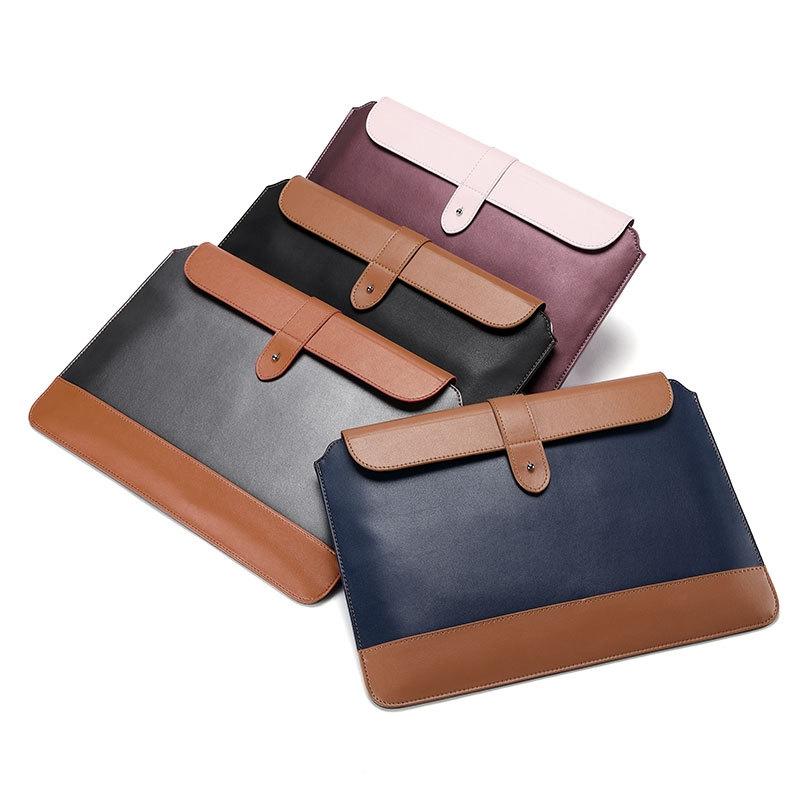 11 To 12 Inch Horizontal Microfiber Notebook Liner Bag Black And Brown