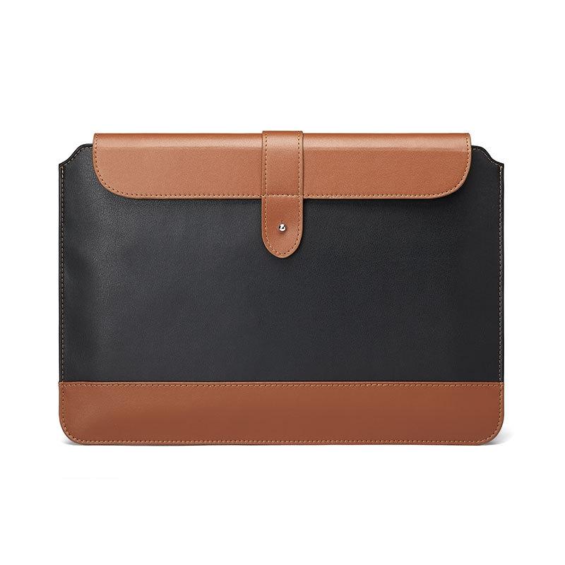 13 14 Inch Horizontal Microfiber Laptop Sleeve Bag Black Brown Design