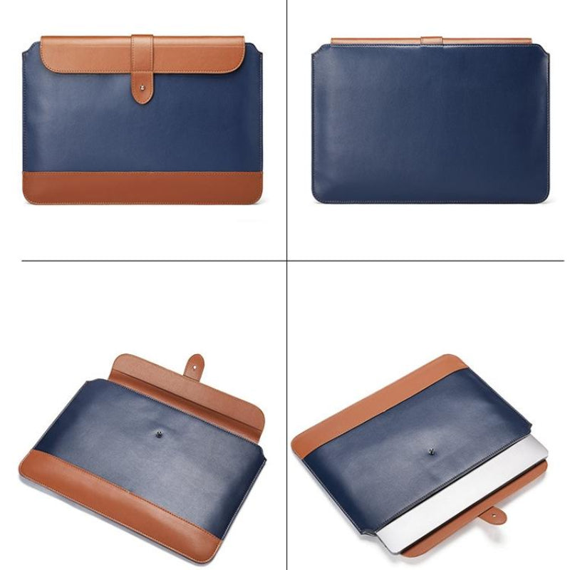 14 15.4 Inch Horizontal Microfiber Notebook Liner And Power Bag Gray Brown