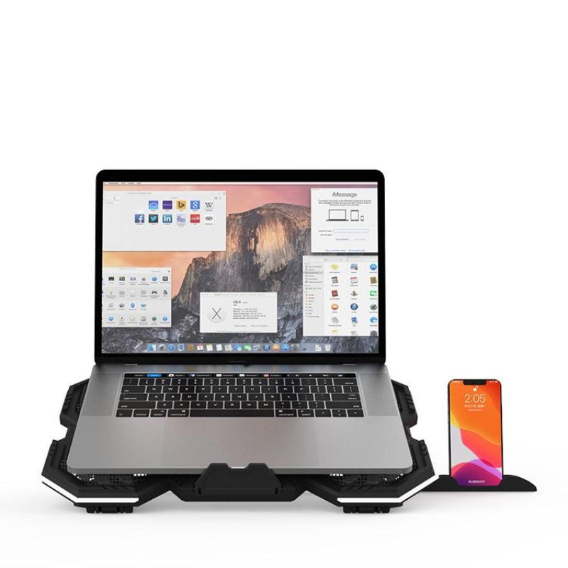 Usb Fan Stand With Phone Holder And Blue Light Six Fans