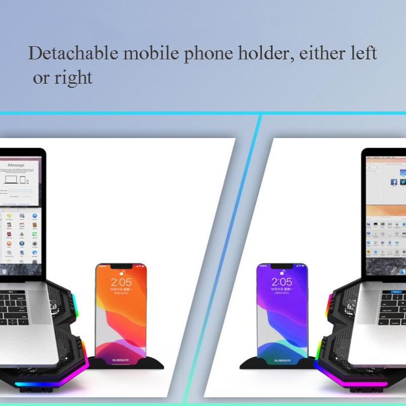 Usb Fan Stand With Phone Holder And Blue Light Six Fans