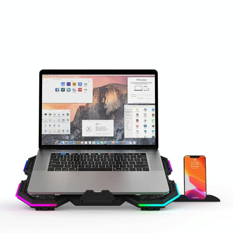 Usb Fan Stand With Phone Holder And Rgb Blue Lighting