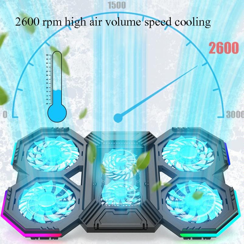 Usb Fan Stand With Phone Holder And Rgb Blue Lighting