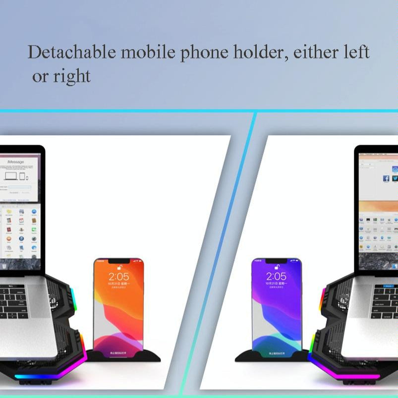 Usb Fan Stand With Phone Holder And Rgb Blue Lighting